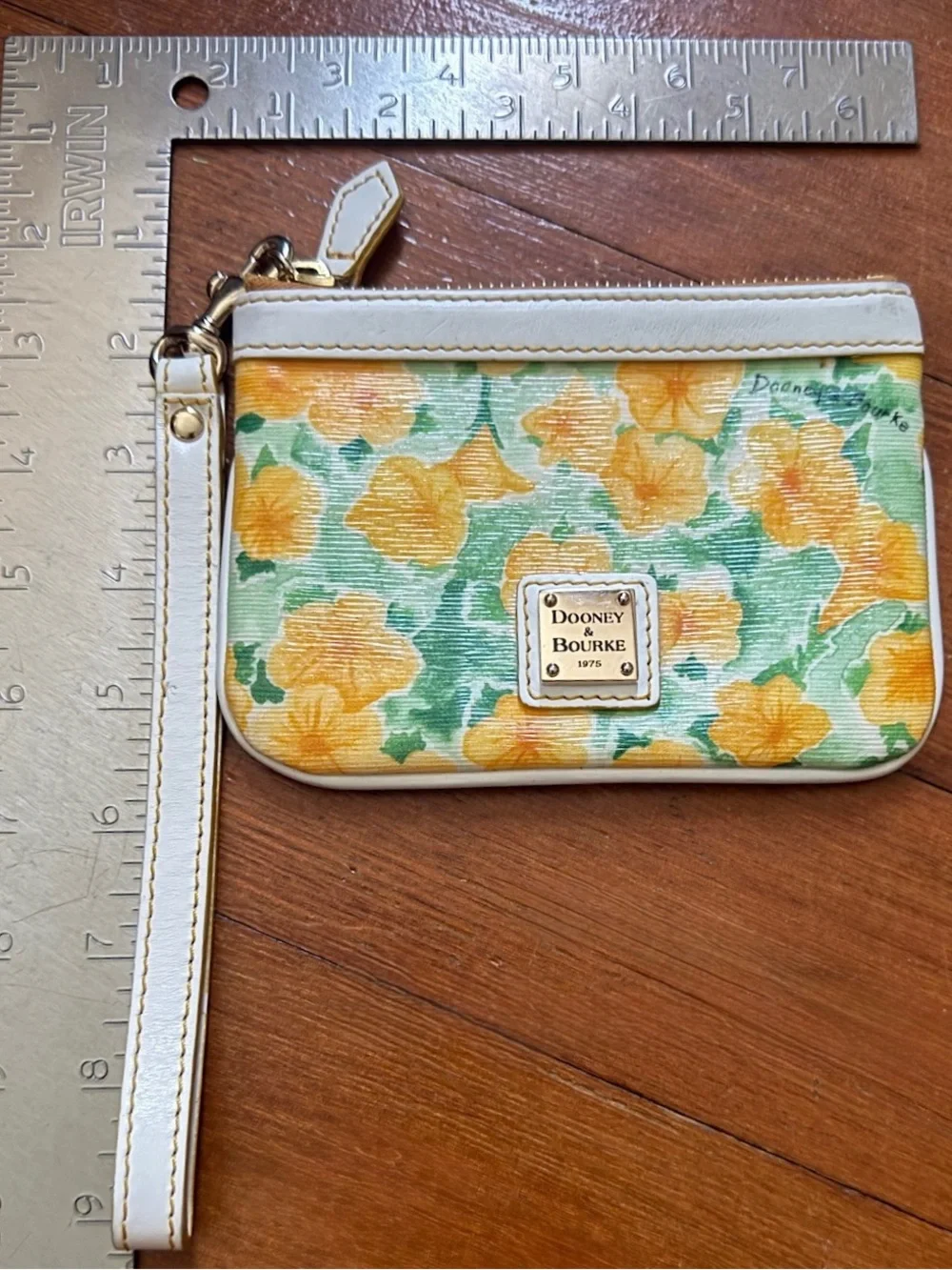 Dooney & Bourke Yellow Petunia Floral Wristlet Wallet Pouchette